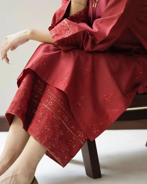 Cherry DHANAK 3-Piece Tilla & Sequin Embroidered Dress | Stitched & Unstitched