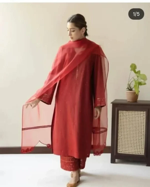 Cherry DHANAK 3-Piece Tilla & Sequin Embroidered Dress | Stitched & Unstitched