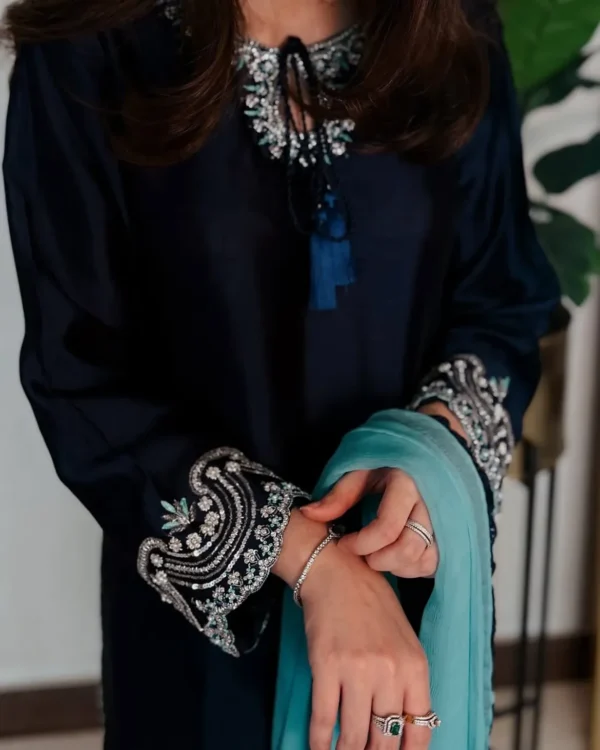 Article Name- MahroshDetails- 3-Piece - StitchedFabric- Premium Silk Shop now at- #zarghoon.sto (1) Mahrosh SILK 3-Piece Embellished Dress | Stitched