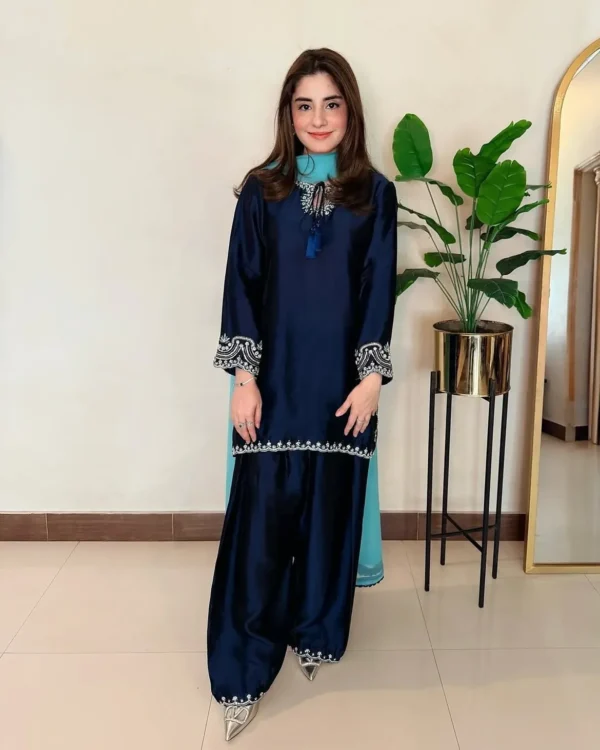 Article Name- MahroshDetails- 3-Piece - StitchedFabric- Premium Silk Shop now at- #zarghoon.sto (2) Mahrosh SILK 3-Piece Embellished Dress | Stitched