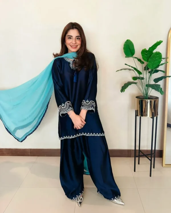 Article Name- MahroshDetails- 3-Piece - StitchedFabric- Premium Silk Shop now at- #zarghoon.sto Mahrosh SILK 3-Piece Embellished Dress | Stitched