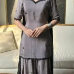 Ayla Grey Tassel Silk Embroidered Dress | Stitched & Unstitched