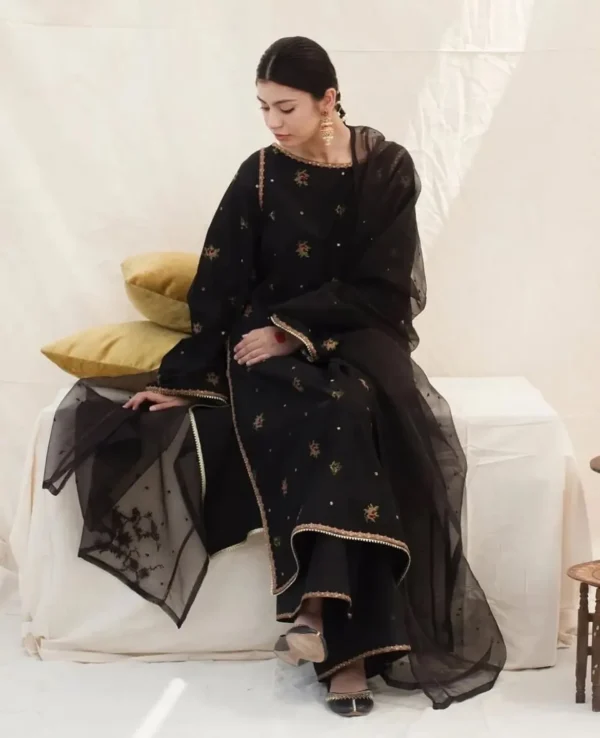 Black Stone ORGANZA 4-Piece Tilla Embroidered Dress | Stitched & Unstitched