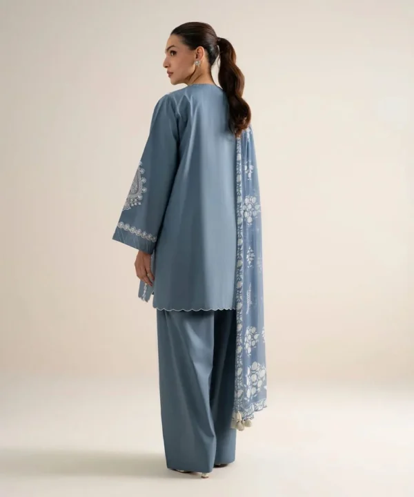 Frost_3 Frost Steel Blue (DHANAK) Embroidered Dress | Stitched & Unstitched