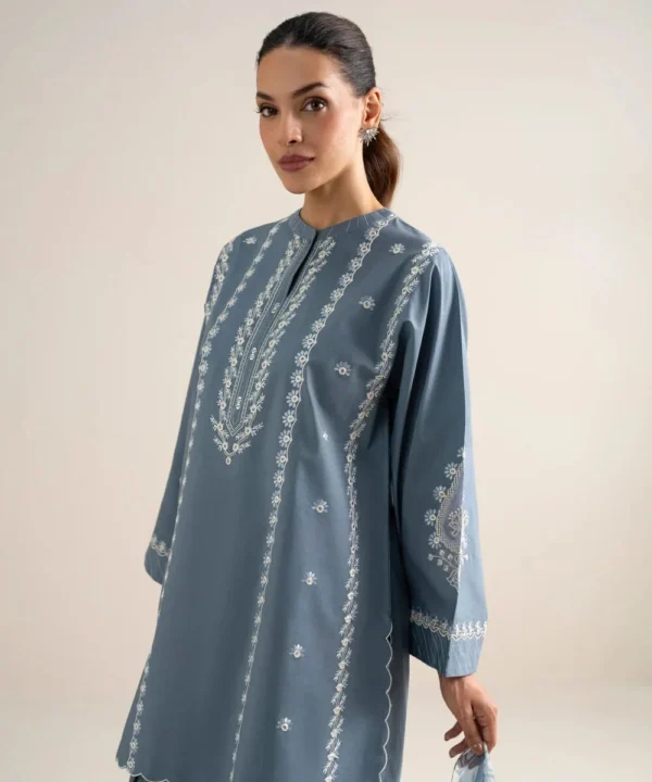 Frost_4 Frost Steel Blue (DHANAK) Embroidered Dress | Stitched & Unstitched
