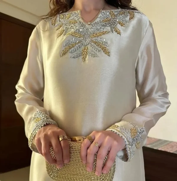 Gulrosh_2 Gulrosh Silk Handmade Tilla Embroidered Dress | Stitched & Unstitched