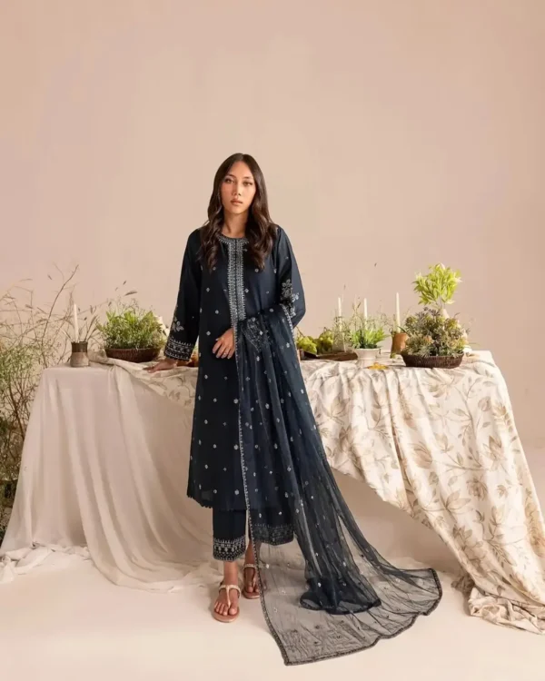 Kaira DHANAK 3-Piece Tilla & Sequin Embroidered Dress | Stitched & Unstitched