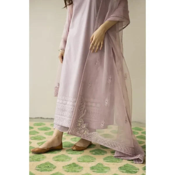 Lavender 3-Piece Embroidered Dress | Stitched
