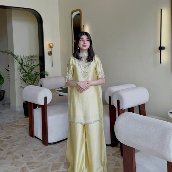 Lime Light SILK 3 Piece Embroidered Suit | Stitched & Unstitched