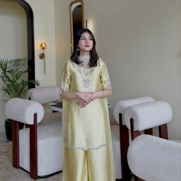 Lime Light SILK 3 Piece Embroidered Suit | Stitched & Unstitched