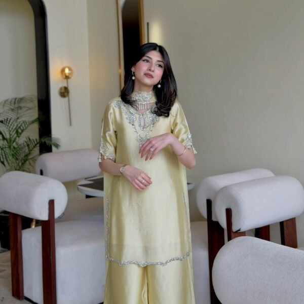Lime Light SILK 3 Piece Embroidered Suit | Stitched & Unstitched