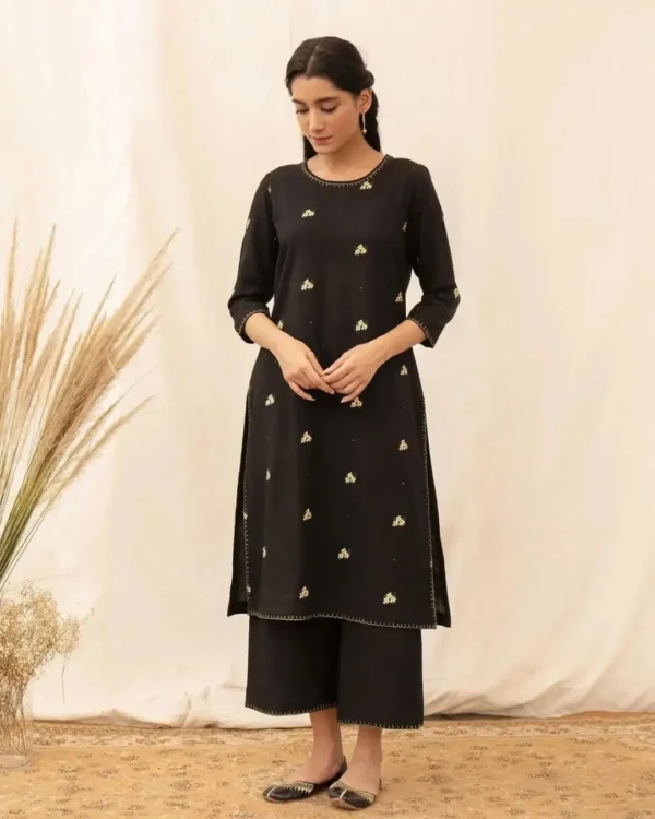 Midnight Dhanak 2-Piece Embroidered Suit | Stitched & Unstitched