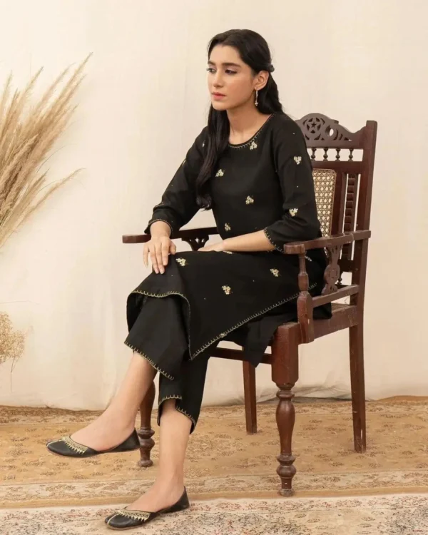 Midnight Dhanak 2-Piece Embroidered Suit | Stitched & Unstitched
