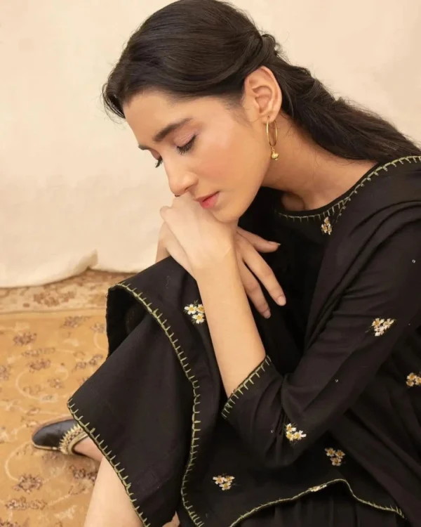 Midnight Dhanak 2-Piece Embroidered Suit | Stitched & Unstitched
