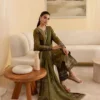 Olive SILK 3-Piece Tilla & Sequin Embroidered Dress | Stitched & Unstitched