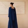 Royal Blue Silk Hand-Embroidered Farshi Shalwar Dress | Stitched & Unstitched