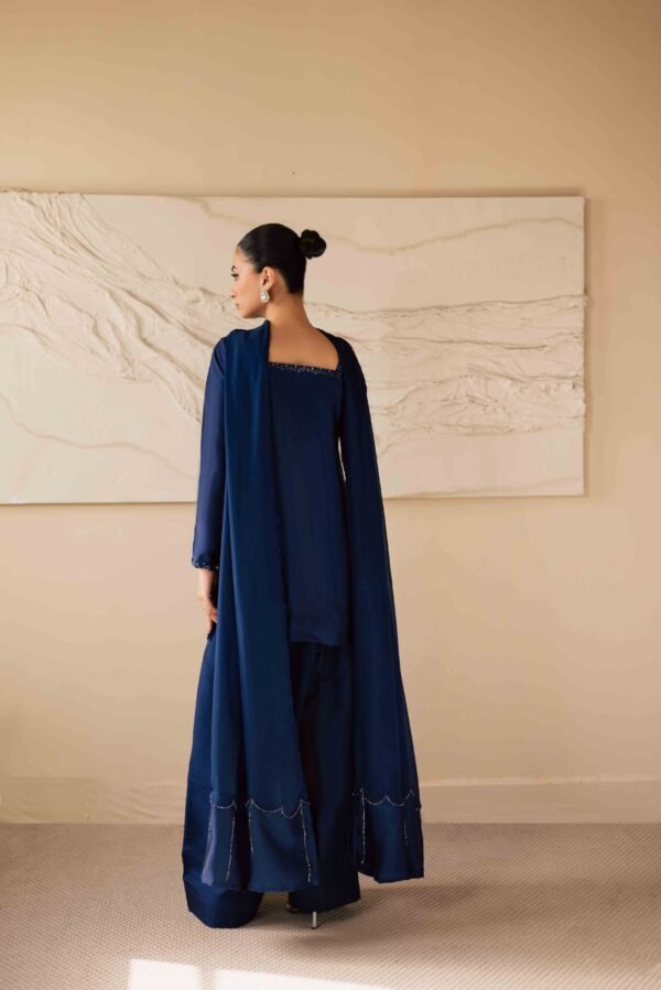 Royal Blue Silk Hand-Embroidered Farshi Shalwar Dress | Stitched & Unstitched