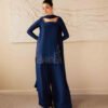 Royal Blue Silk Hand-Embroidered Farshi Shalwar Dress | Stitched & Unstitched