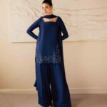 Royal Blue Silk Hand-Embroidered Farshi Shalwar Dress | Stitched & Unstitched