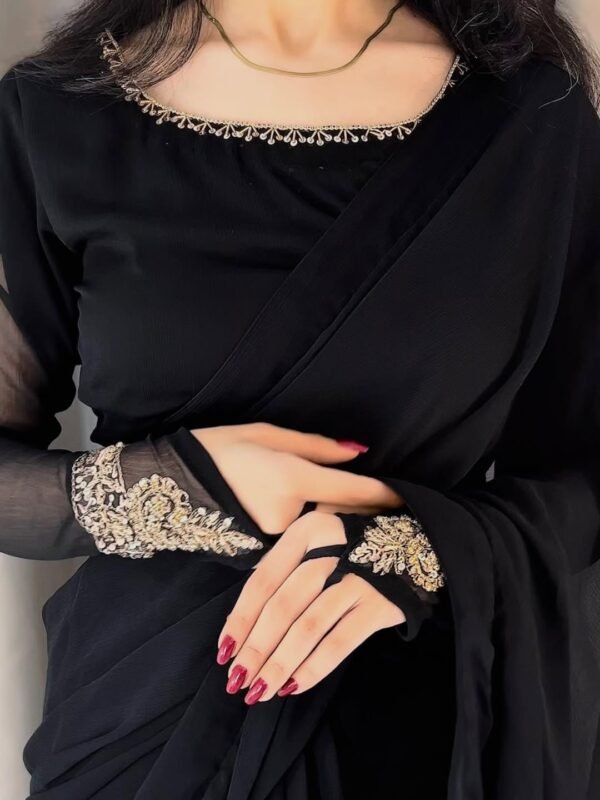 ROYAL SARHEE 1 Royal Saree Chiffon Handmade Work 4-Piece | Stitched & Unstitched