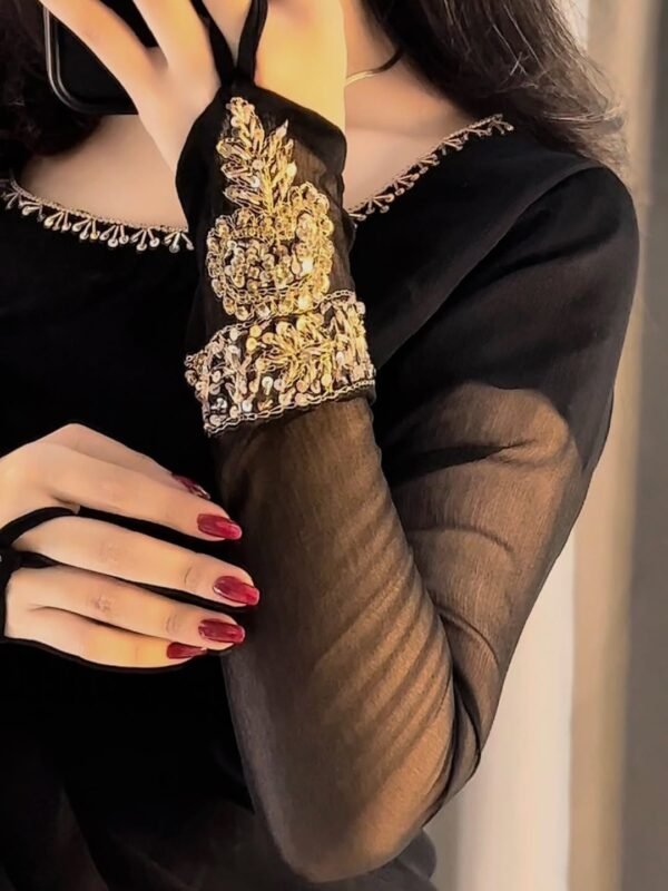 ROYAL SARHEE Royal Saree Chiffon Handmade Work 4-Piece | Stitched & Unstitched