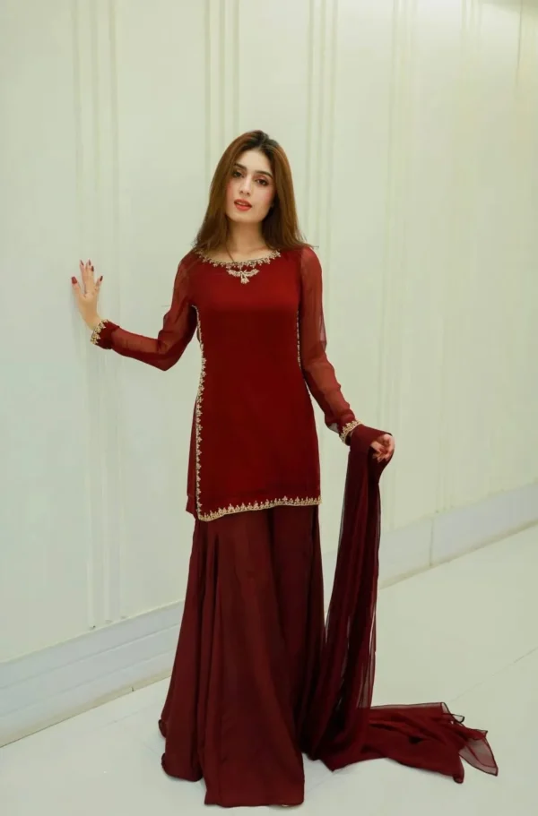 Rang-e-Noor Chiffon Handmade Work Gharara Dress | Stitched & Unstitched