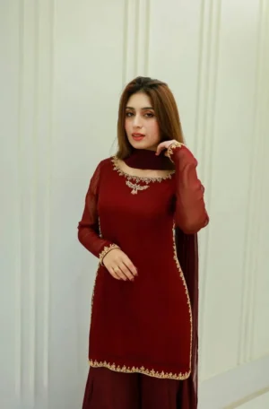 Rang-e-Noor Chiffon Handmade Work Gharara Dress | Stitched & Unstitched