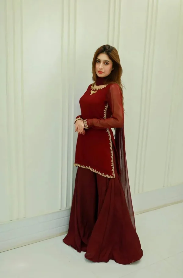 Rang-e-Noor Chiffon Handmade Work Gharara Dress | Stitched & Unstitched