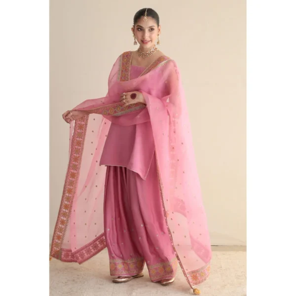 Roselle Dhanak Embroidered Dress | Stitched & Unstitched
