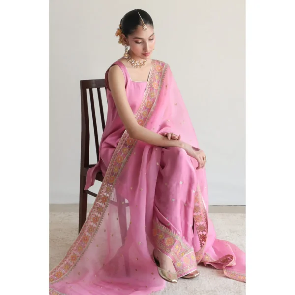 Roselle Dhanak Embroidered Dress | Stitched & Unstitched