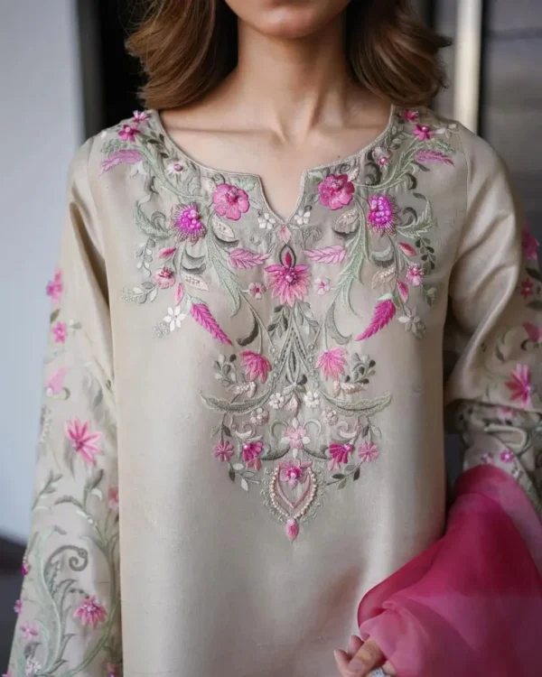 Vanya Silk 3-Piece Embroidered Farshi Shalwar Dress | Stitched & Unstitched