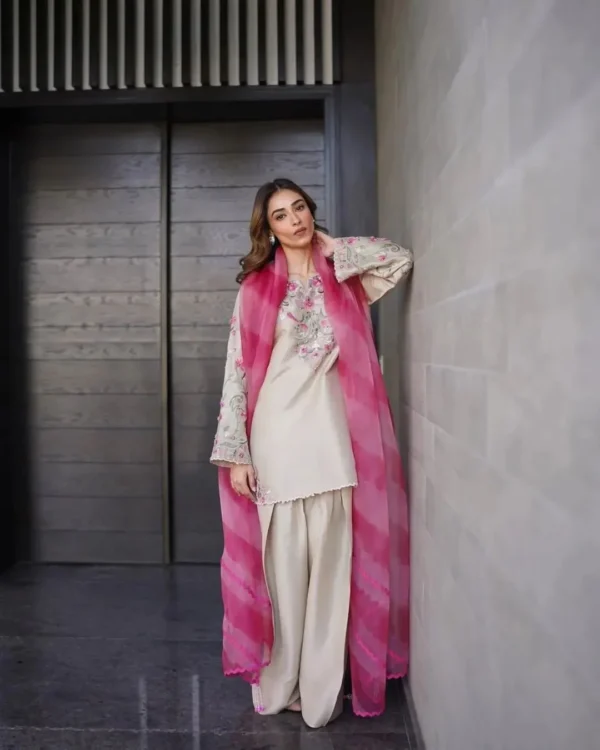 Vanya Silk 3-Piece Embroidered Farshi Shalwar Dress | Stitched & Unstitched