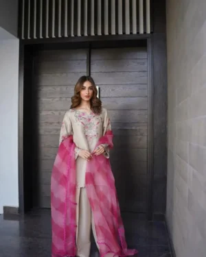 Vanya_8 Vanya Silk 3-Piece Embroidered Farshi Shalwar Dress | Stitched & Unstitched