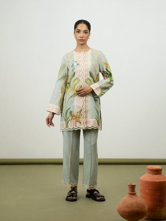 Zayrah DHANAK 3-Piece Printed Cutwork Dress | Stitched & Unstitched