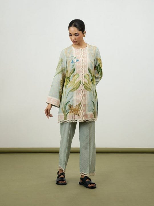 Zayrah DHANAK 3-Piece Printed Cutwork Dress | Stitched & Unstitched