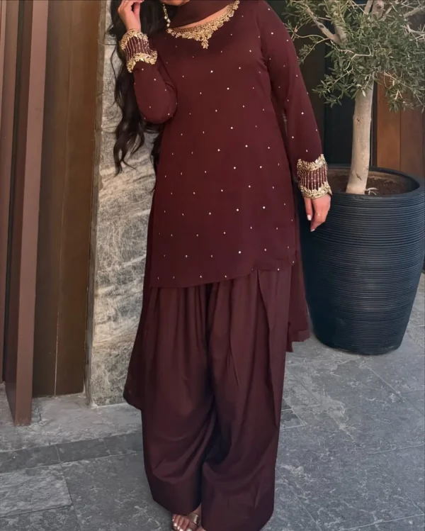 Zeena_2 Zeena SILK 3-Piece Handwork Embroidered Dress | Stitched & Unstitched