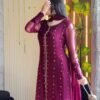 pose_3.jpg Berry 4-Piece Long Handwork Dress | Stitched & Unstitched