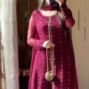 pose_7.jpg Berry 4-Piece Long Handwork Dress | Stitched & Unstitched