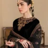 Article Name- Shadow Elegence Material- 3 pieces velvet embroidery dressDupatta- Organza with e (2) Shadow Elegance 3-Piece Velvet Embroidered Dress | Stitched