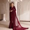 Burgundy (Chiffon) Saree 4-Piece Saree Ensemble | Stitched & Unstitched