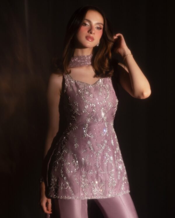 Lilac (SILK) 3-Piece Silver Tilla Embroidered Ensemble | Stitched & Unstitched