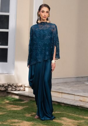 Indigo2 Abeer (Shimmery Silk Maxi | Embroidered Organza Overlay) 2-Piece Embroidered Ensemble | Stitched & Unstitched