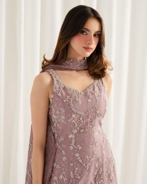 The 2000s called - they want their icon back. ✨Meet Retro Mauve.Swipe through, fall in love, and (1).jpg Lilac (SILK) 3-Piece Silver Tilla Embroidered Ensemble | Stitched & Unstitched