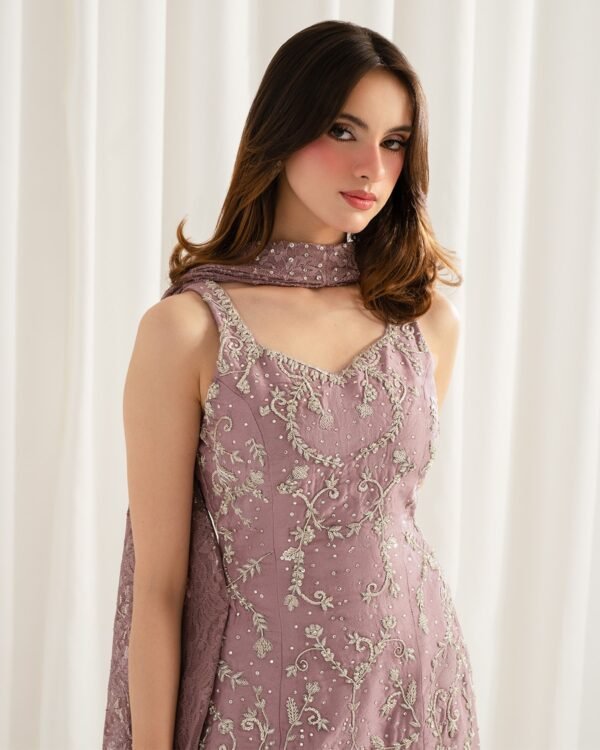 Lilac (SILK) 3-Piece Silver Tilla Embroidered Ensemble | Stitched & Unstitched