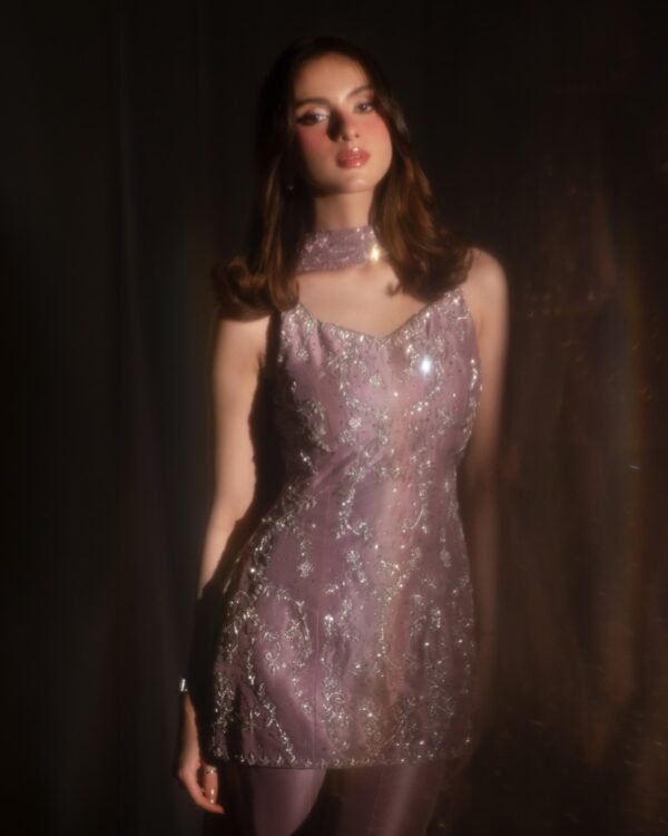 Lilac (SILK) 3-Piece Silver Tilla Embroidered Ensemble | Stitched & Unstitched
