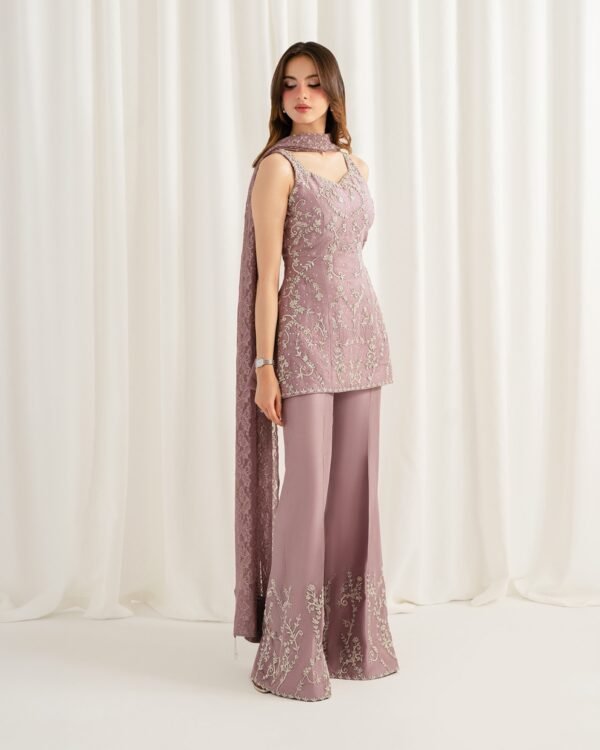 Lilac (SILK) 3-Piece Silver Tilla Embroidered Ensemble | Stitched & Unstitched